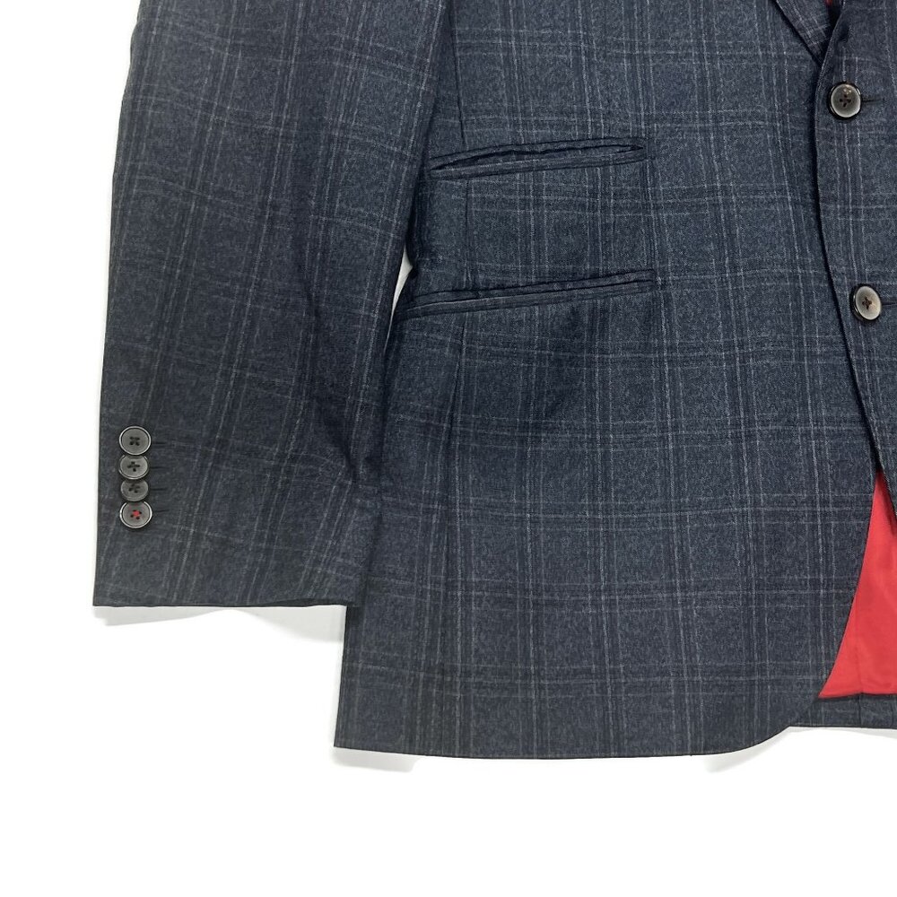 SuitSupply Blazer Mens 38R‎ Blue E. Thomas Wool Sport Coat Check Plaid Jacket - Picture 3 of 8